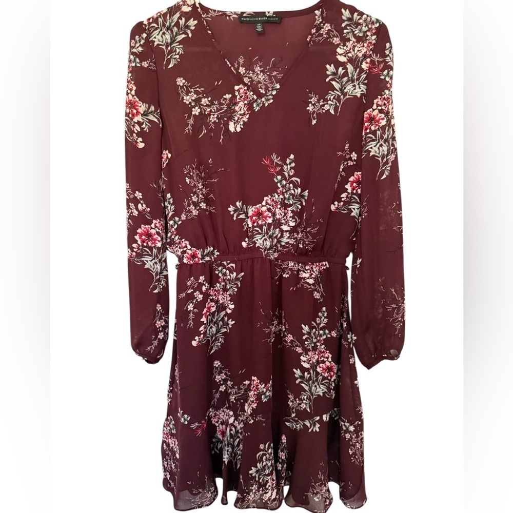 WHBM White House Black Market Maroon Wine Burgundy Dress Women 6P 6 Petite